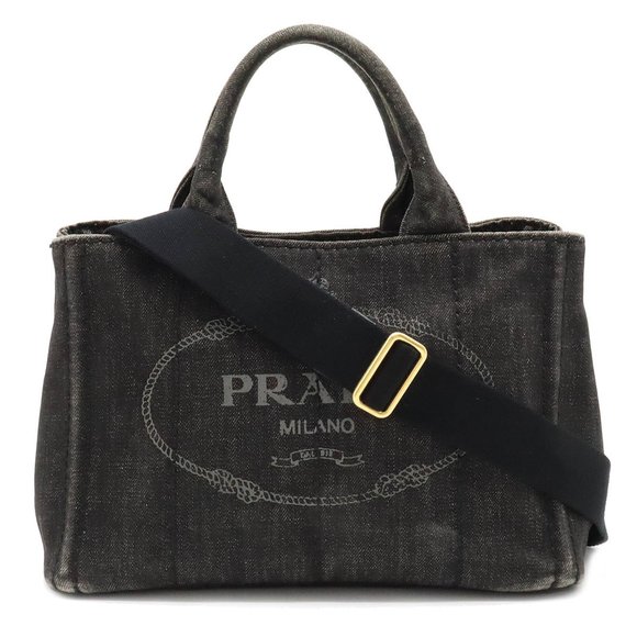 Prada Handbags - PRADA CANAPA Tote Bag Shoulder Denim NERO Black Boutique Purchased Item B2439G